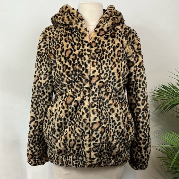 Hyoma Jackets & Blazers - NWT Hyoma Cat Ear Hoodie Jacket Faux Fur Cheetah Print Cozy Masahiro Nakagawa